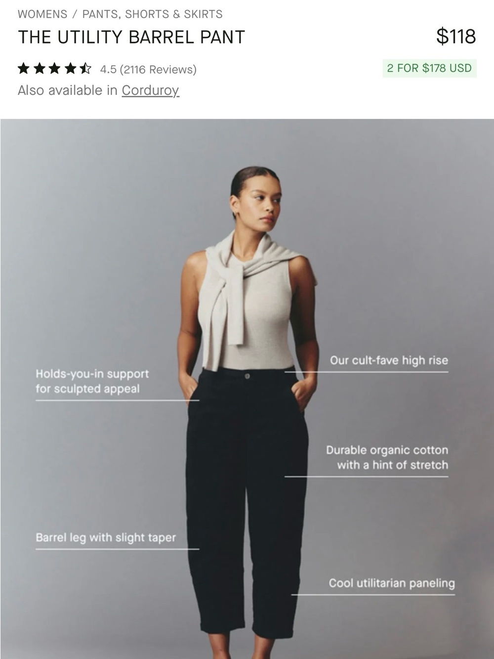 THE UTILITY BARREL PANT by Everlane size 8 Tall. - Picture 2 of 12